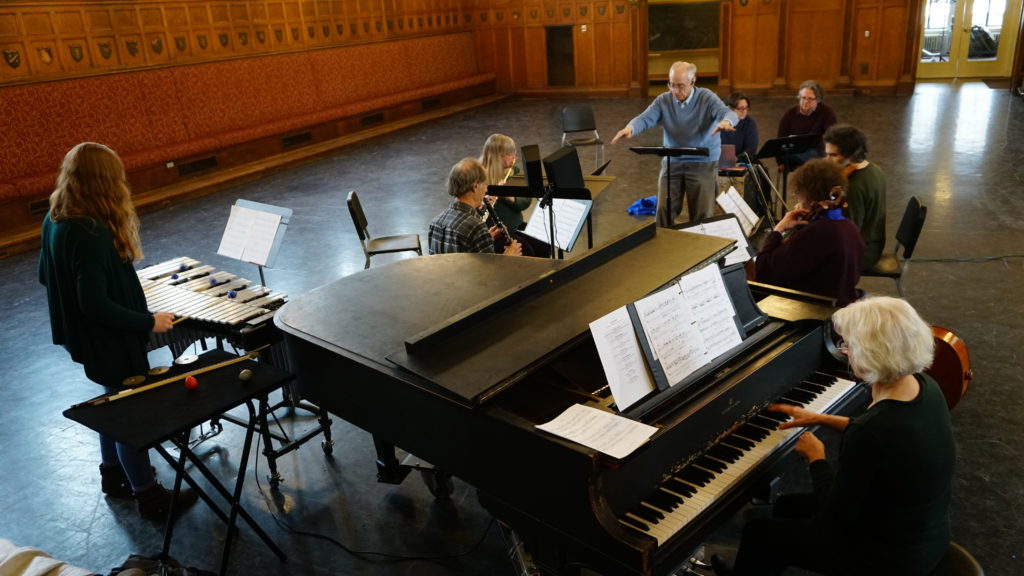 Photo of Music's Recreation Ensemble in rehearsal